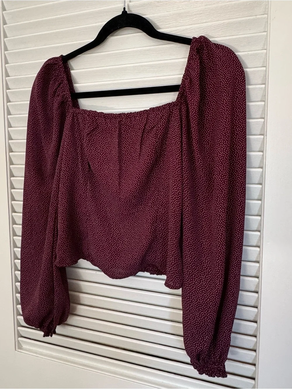 Abercrombie & Fitch Burgundy Square-Neck Puff Sleeve Blouse